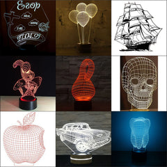 50+ 3D illusion Acrylic lamp vector bundle ,3D Night Lamp vector file for cnc and laser