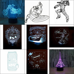 50+ 3D illusion Acrylic lamp vector bundle ,3D Night Lamp vector file for cnc and laser