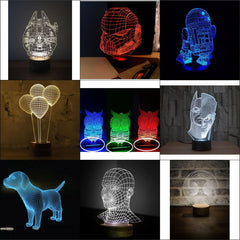 50+ 3D illusion Acrylic lamp vector bundle ,3D Night Lamp vector file for cnc and laser