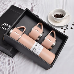 500ML Stainless Steel Vacuum Flask Gift Set Office Business Style Thermos Bottle Outdoor Hot Water Thermal Insulation Couple Cup